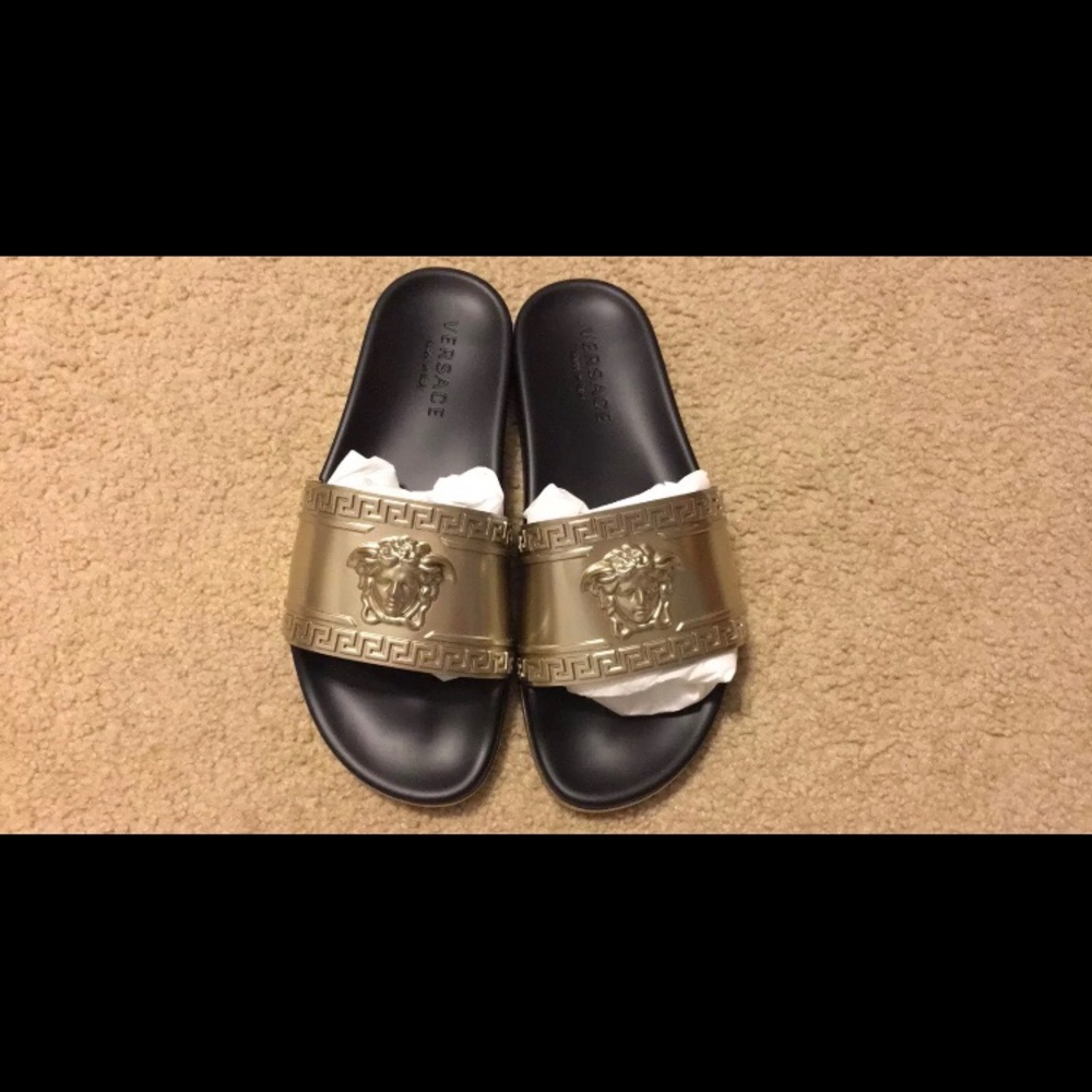 Gold Versace Pool Slides